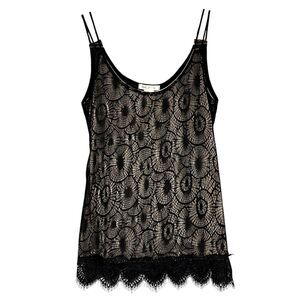 Vtg Arden B. Y2K Strappy Black Camisole Lace Overylay Mesh Back Whimsygoth Sz S
